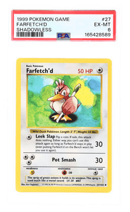 1999 Pokemon Base Set Shadowless Farfetch'D #27 PSA 6