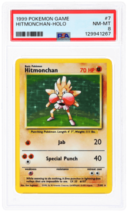 1999 Pokemon Base Set Holo Hitmonchan #7 PSA 8