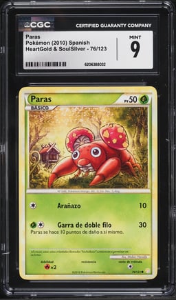 2010 Pokemon Spanish Heartgold & Soulsilver Paras #76 CGC 9 MINT