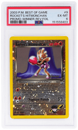 2003 Best of Game Promos Reverse Holo Winner Rocket's Hitmonchan #9 PSA 6