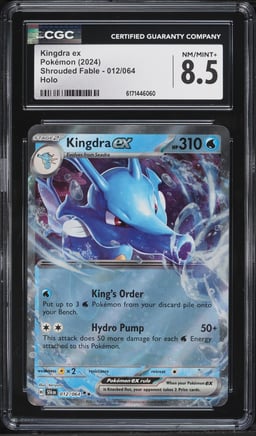 2024 Pokemon Scarlet & Violet Shrouded Fable Holo Kingdra EX #12 CGC 8.5 NM-MT+