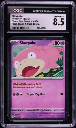 2026 Pokemon Mega Evolution Black Star Promo Pitch Black 1-Pack Blister Slowpoke #086 CGC 8.5