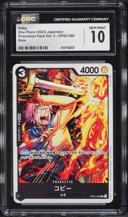2023 One Piece Japanese Promotion Pack Volume 3 Koby #OP02-098 CGC 10 GEM MINT