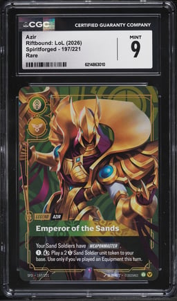 2026 Riftbound League Of Legends LoL Spiritforged Azir #197 CGC 9 MINT