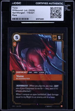 2026 Riftbound League Of Legends LoL Spiritforged Yone #116 CGC AUTH