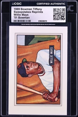 1989 Bowman Tiffany Sweepstakes Reprints '51 Willie Mays CGC AUTH