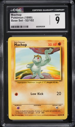 1999 Pokemon Base Set Machop #52 CGC 9 MINT
