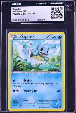 2013 Pokemon Black & White Plasma Blast Squirtle #14 CGC AUTH