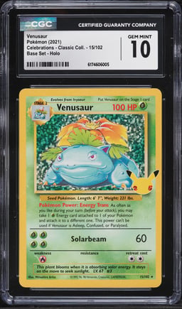2021 Pokemon Sword & Shield Celebrations Classic Collection Holo Venusaur #15 CGC 10 GEM MINT