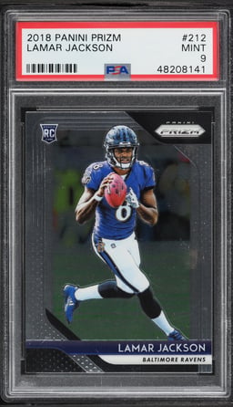 2018 Panini Prizm Lamar Jackson ROOKIE #212 PSA 9 MINT