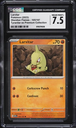 2023 Pokemon Scarlet & Violet Obsidian Flames Premium Collection Larvitar #105 CGC 7.5 NRMT+