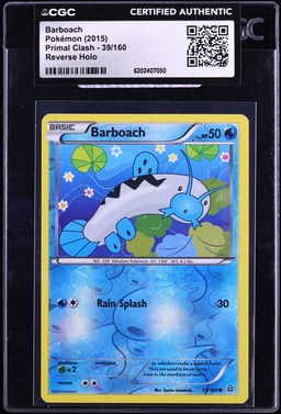 2015 Pokemon XY Primal Clash Reverse Holo Barboach #39 CGC AUTH