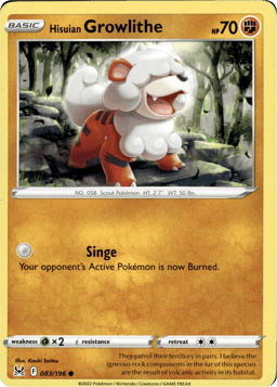 2022 Hisuian Growlithe #83 Lost Origin