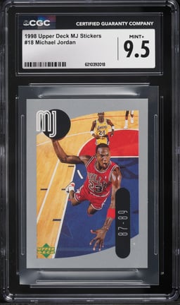 1998 Upper Deck MJ Stickers Michael Jordan #18 CGC 9.5 MINT+