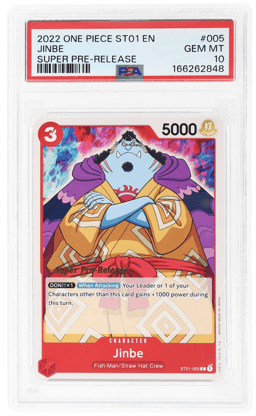 2022 One Piece Starter Deck Straw Hat Crew Super Pre-Release Jinbe #ST01005 PSA 10