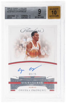 2020 Panini Flawless Autograph Onyeka Okongwu #AUT-ONY 9/25 BGS 9