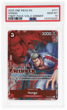 2025 One Piece Tournament Pack Volume 2 Winner Hongo #OP09011 PSA 10