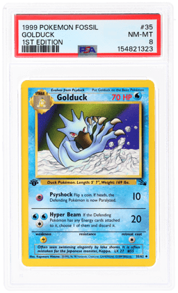 1999 Pokemon Fossil 1st Edition Golduck #35 PSA 8