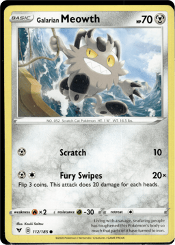 2020 Galarian Meowth #112 Vivid Voltage