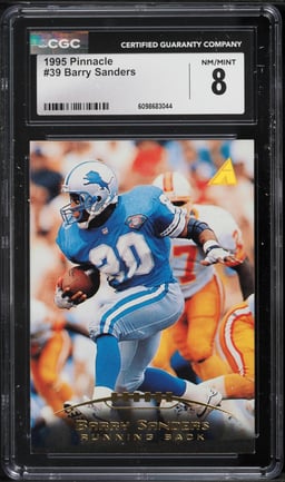 1995 Pinnacle Football Barry Sanders #39 CGC 8 NM-MT