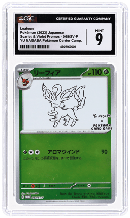 2023 Pokemon Scarlet and Violet Promo Japanese Yu Nagaba X Pokemon Card Game Campaign Leafeon #068 CGC 9