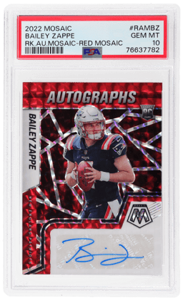 2022 Panini Mosaic Rookie Autograph Red Mosaic Bailey Zappe #RAM-BZ PSA 10