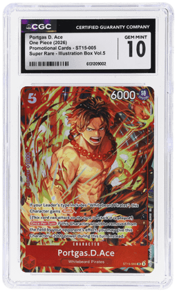 2026 One Piece Promotional Cards Illustration Box Volume 5 Portgas D. Ace #ST15-005 CGC 10