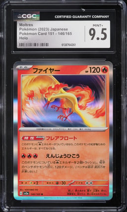 2023 Pokemon Japanese Scarlet & Violet 151 Holo Moltres #146 CGC 9.5 MINT+
