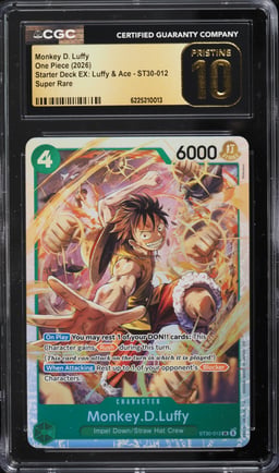 2026 One Piece Starter Deck Ex Luffy & Ace SR Monkey D. Luffy #ST30-012 CGC 10 PRISTINE