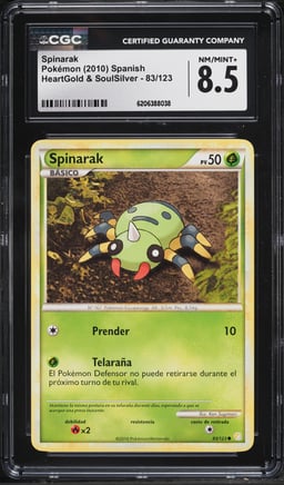 2010 Pokemon Spanish Heartgold & Soulsilver Spinarak #83 CGC 8.5 NM-MT+