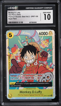 2025 One Piece Premium Booster Best Vol. 2 SR Monkey D. Luffy #OP07-109 CGC 10 GEM MINT