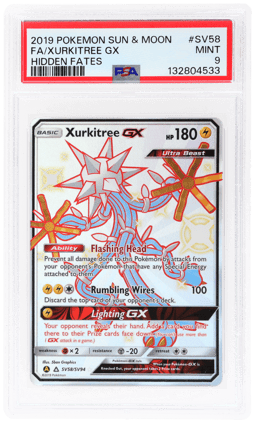 2019 Pokemon Sun and Moon Hidden Fates Shiny Vault Xurkitree Gx #SV58 PSA 9