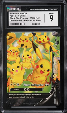 2021 Pokemon Sword & Shield Promo Celebrations Full Art Pikachu V-UNION CGC 9 MINT