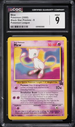 2000 Pokemon League Black Star Promo Mew #8 CGC 9 MINT