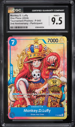 2024 One Piece Tournament Promo 2nd Anniversary Monkey D. Luffy #P-043 CGC 9.5 MINT+