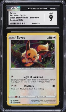 2021 Pokemon Sword & Shield Black Star Promo Cosmos Holo Eevee #SWSH118 CGC 9 MINT