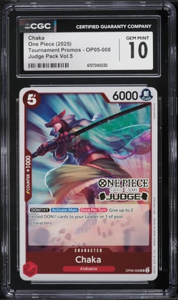 2025 One Piece Tournament Promo Judge Pack Vol 5 Chaka #OP05-008 CGC 10 GEM MINT