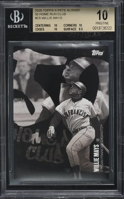 2020 Topps X Pete Alonso 50 Home Run Club Willie Mays #C5 BGS 10 PRISTINE