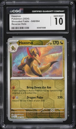 2024 Pokemon Scarlet & Violet Shrouded Fable Reverse Holo Haxorus #46 CGC 10 GEM MINT