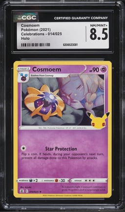 2021 Pokemon Sword & Shield Celebrations Holo Cosmoem #14 CGC 8.5 NM-MT+