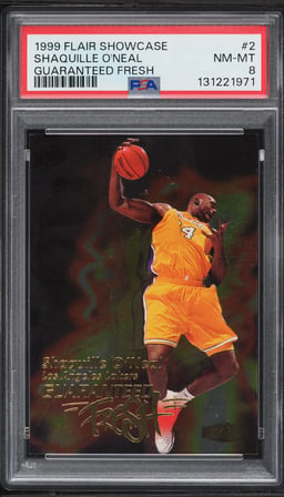 1999 Flair Showcase Guaranteed Fresh Shaquille O'Neal #2 PSA 8 NM-MT