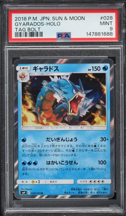 2018 Pokemon Japanese Sun & Moon Tag Bolt Holo Gyarados #28 PSA 9 MINT