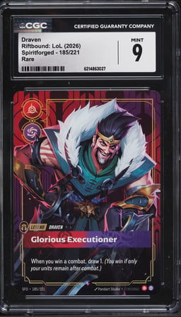 2026 Riftbound League Of Legends LoL Spiritforged Draven #185 CGC 9 MINT
