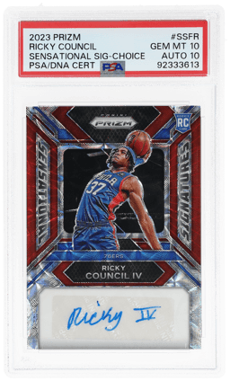 2023 Panini Prizm Sensational Signature Choice Ricky Council IV #SS-FR 80/88 PSA 10