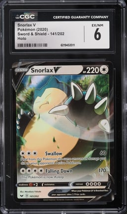 2020 Pokemon Sword & Shield Holo Snorlax V #141 CGC 6 EXMT