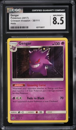 2017 Pokemon Sun & Moon Crimson Invasion Holo Gengar #38 CGC 8.5 NM-MT+