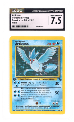 1999 Pokemon Fossil 1st Edition Holo Articuno #2 CGC 7.5