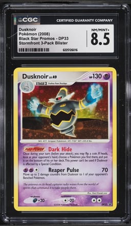 2008 Pokemon Diamond & Pearl Promo Stormfront 3-Pack Blister Dusknoir #DP33 CGC 8.5 NM-MT+