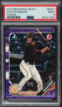 2019 Bowman Draft Purple Hunter Bishop ROOKIE /250 #BD-31 PSA 9 MINT