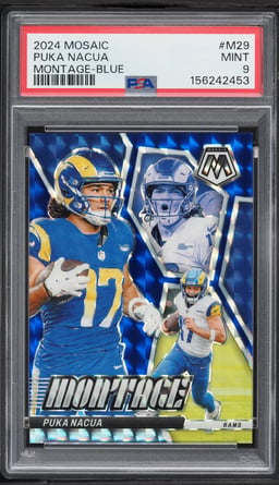 2024 Panini Mosaic Montage Blue Puka Nacua /99 #M-29 PSA 9 MINT